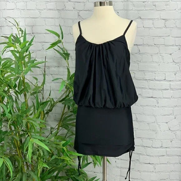 Black Swim Dress w/ Ruching at Sides - Picture 6 of 6